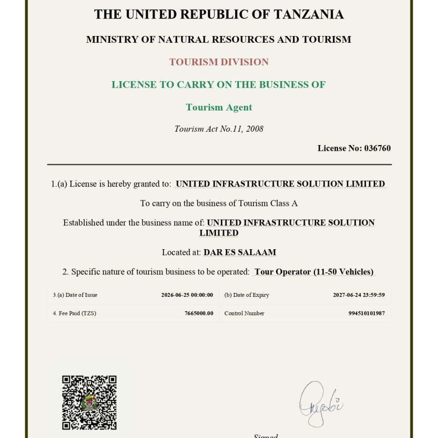 UNITED INFRASTRUCTURE SOLUTION LIMITED 2026 TOURISM LICENCE_page-0001